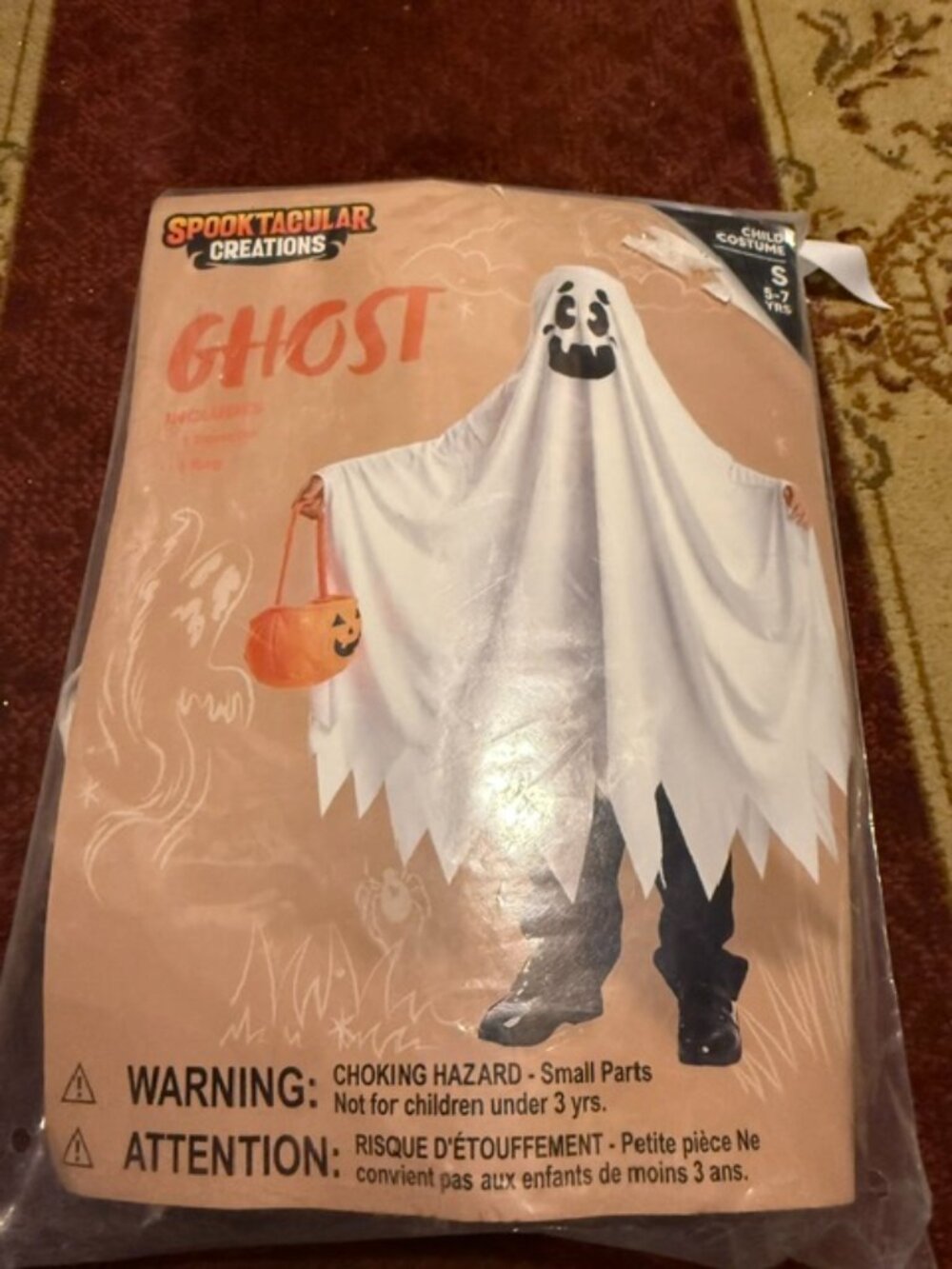 NEW Spooktacular Creations Ghost Costume for Kids (Size S, 5-7 yrs)